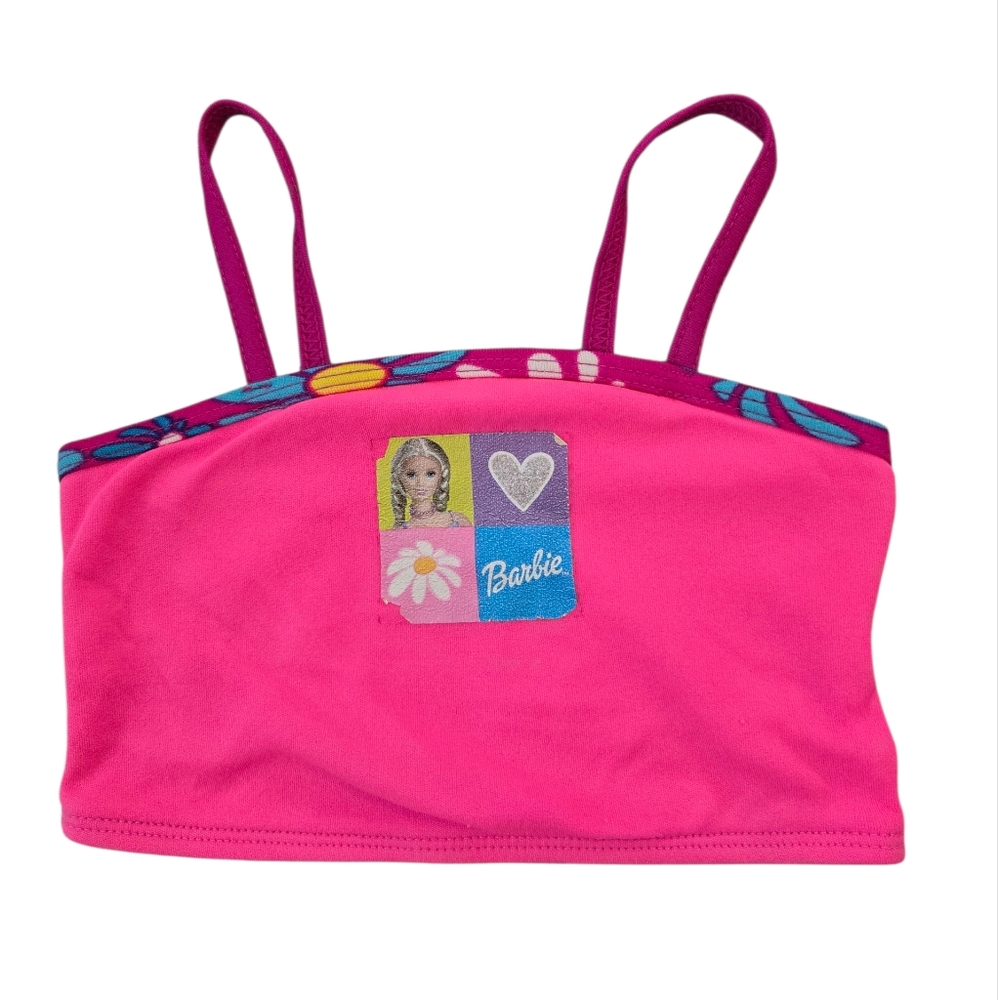 Vintage Y2k 2003 Barbie Neon Pink Bathing Suit Bikini Top